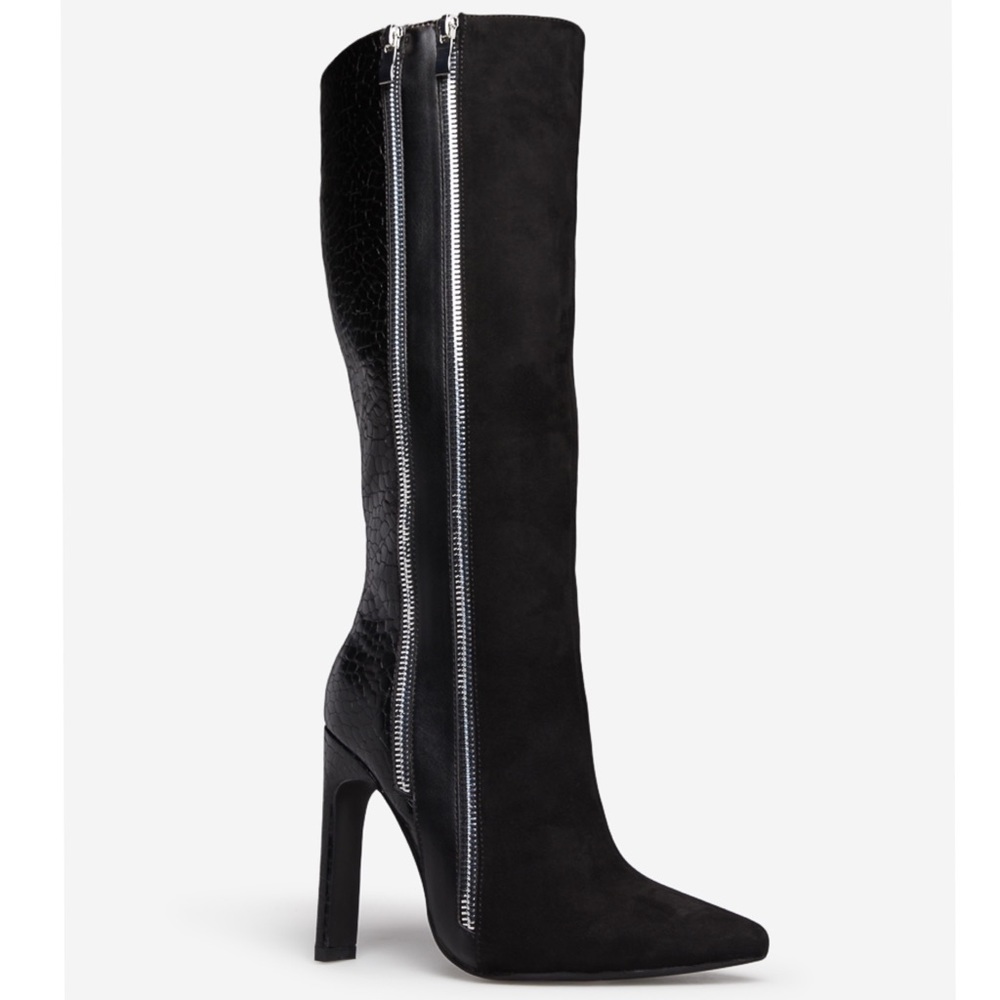 Black Zip Up Stilleto Boots